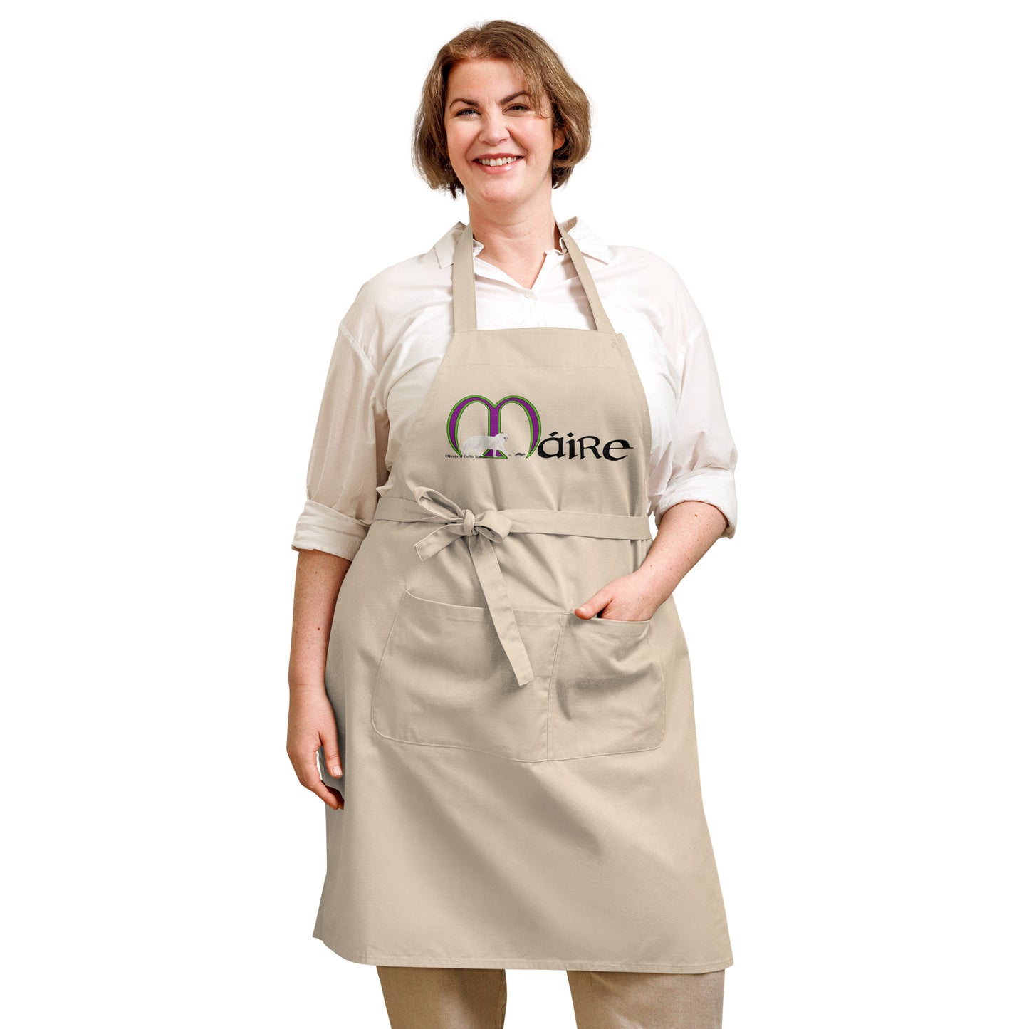 Máire (Mary)  - Personalized Organic cotton apron with Irish name Máire (Free Shipping)