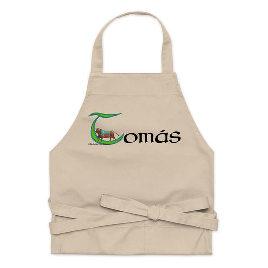 Tomás (Thomas)  - Personalized Organic cotton apron with Irish name Tomás (Free Shipping)