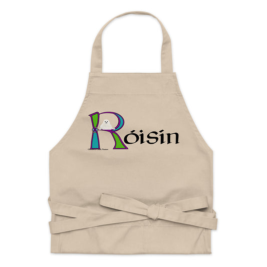 Róisín (Rose) - Personalized Organic cotton apron with Irish name Róisín (Free Shipping)