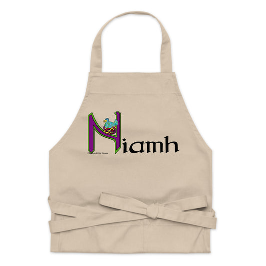 Niamh - Personalized Organic cotton apron with Irish name Niamh (Free Shipping)