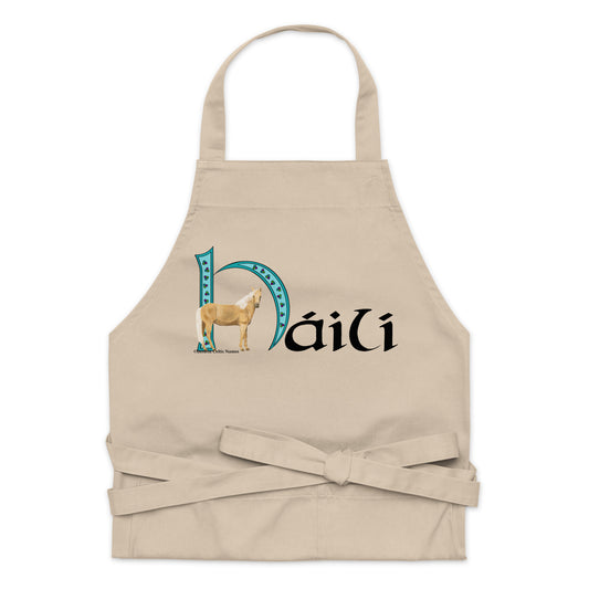 Háili (Holly) - Personalized Organic cotton apron with Irish name Háili (Free Shipping)