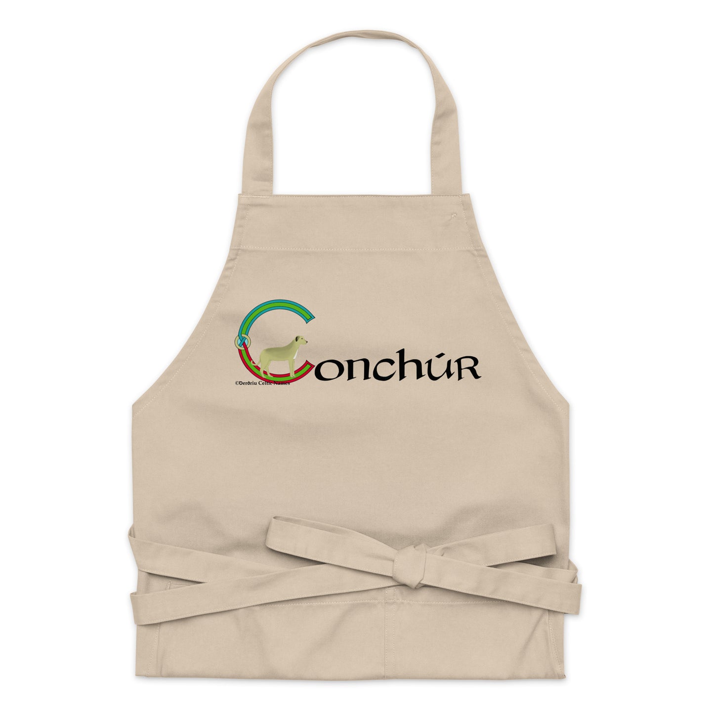 Conchúr (Conor) - Personalized Organic cotton apron with Irish name Conchúr (Free Shipping)