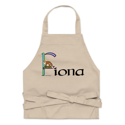 Fíona (Fiona) - Personalized Organic cotton apron with Irish name Fíona (Free Shipping)