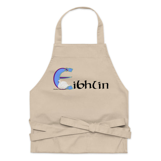 Eibhlín (Evelyn)- Personalized Organic cotton apron with Irish name Eibhlín (Free Shipping)