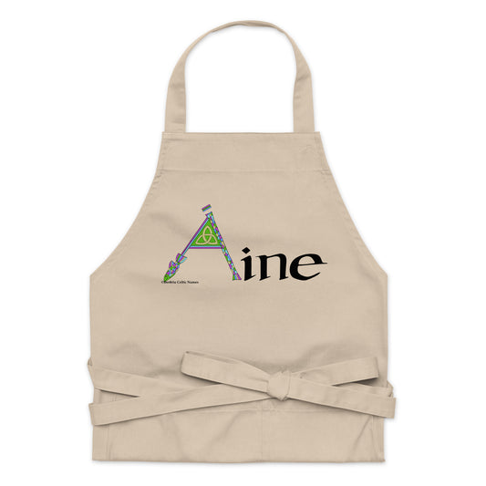 Áine (Ann) - Personalized Organic cotton apron with Irish name Áine (Free Shipping)