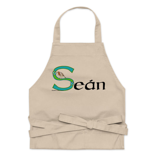 Seán (John) - Personalized Organic cotton apron with Irish name Seán (Free Shipping)