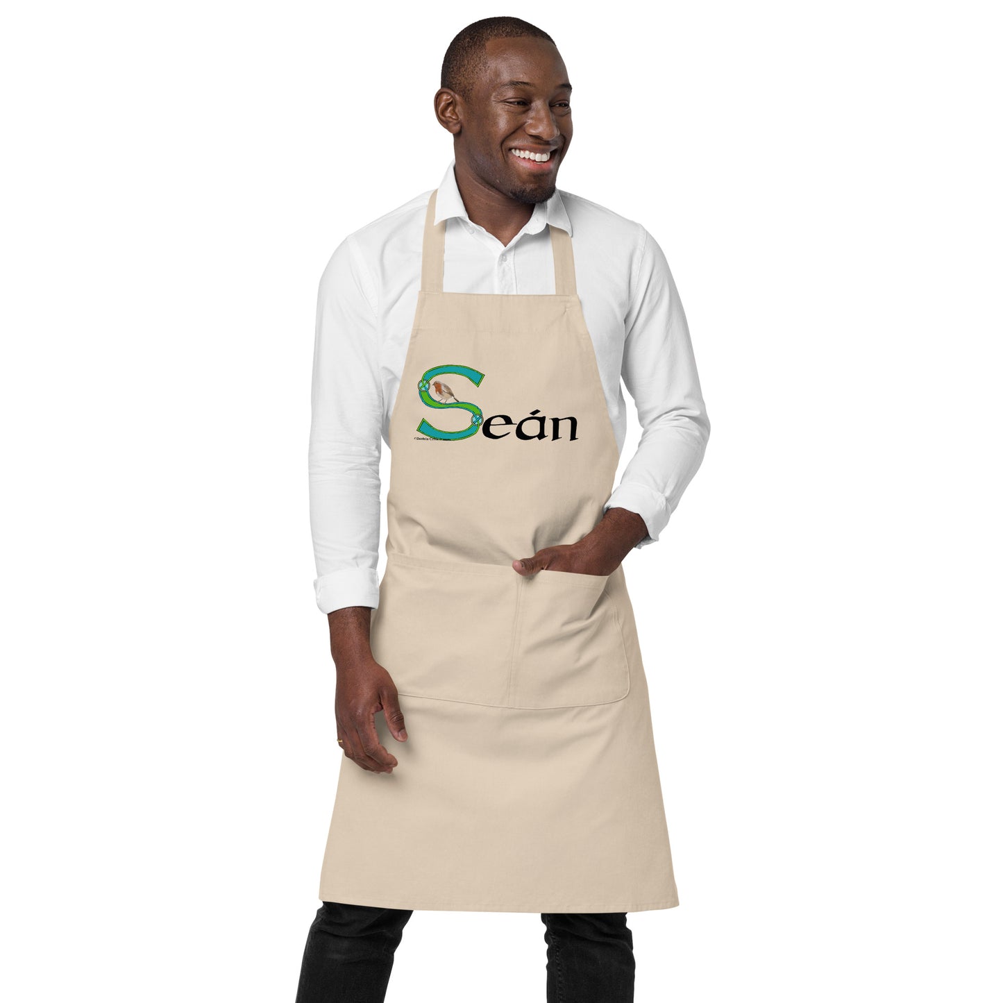 Seán (John) - Personalized Organic cotton apron with Irish name Seán (Free Shipping)