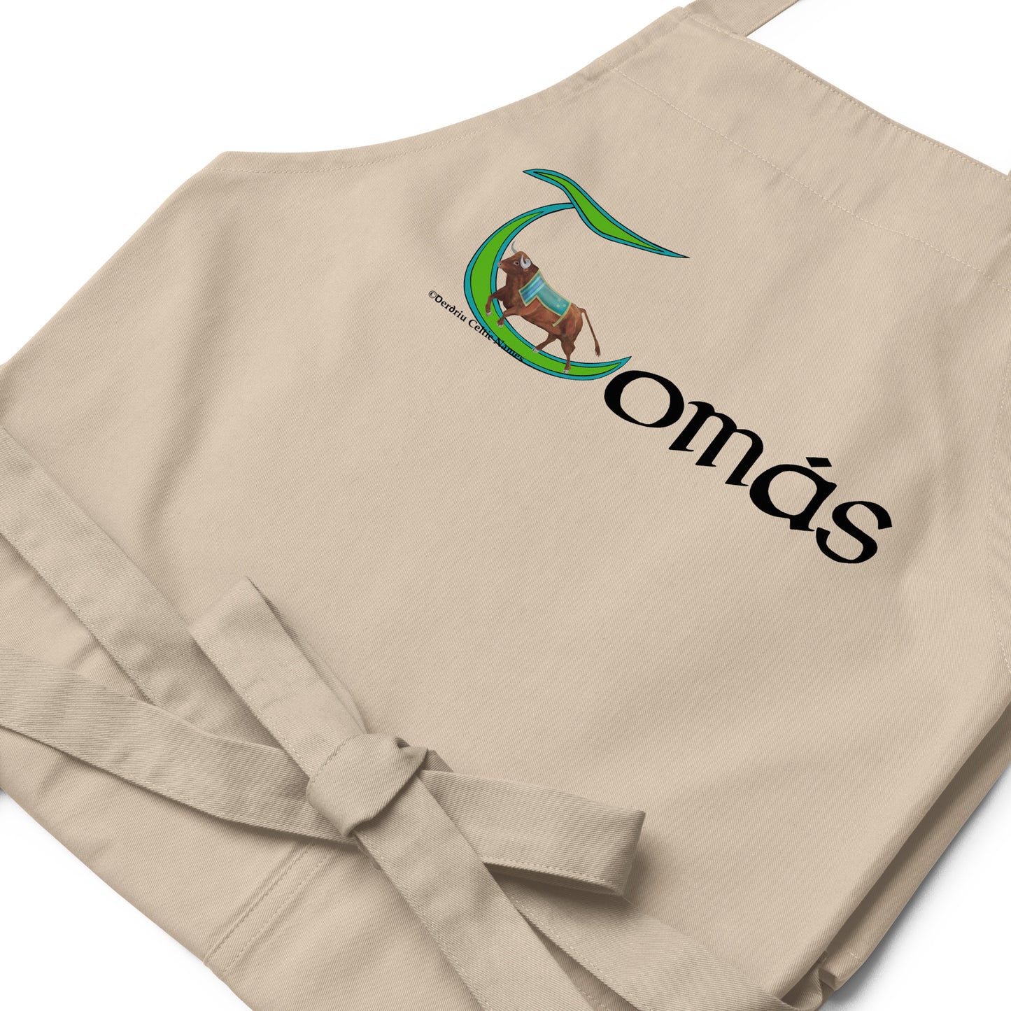 Tomás (Thomas)  - Personalized Organic cotton apron with Irish name Tomás (Free Shipping)