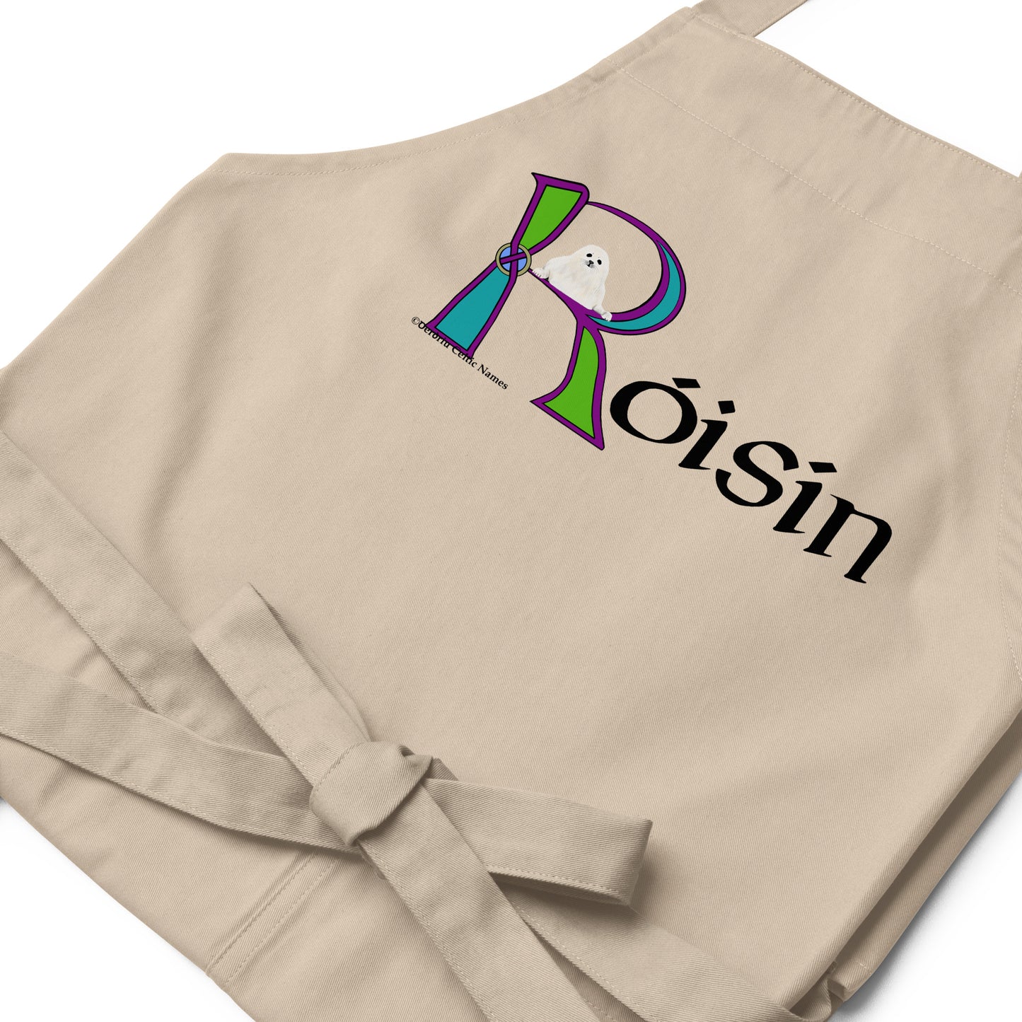 Róisín (Rose) - Personalized Organic cotton apron with Irish name Róisín (Free Shipping)