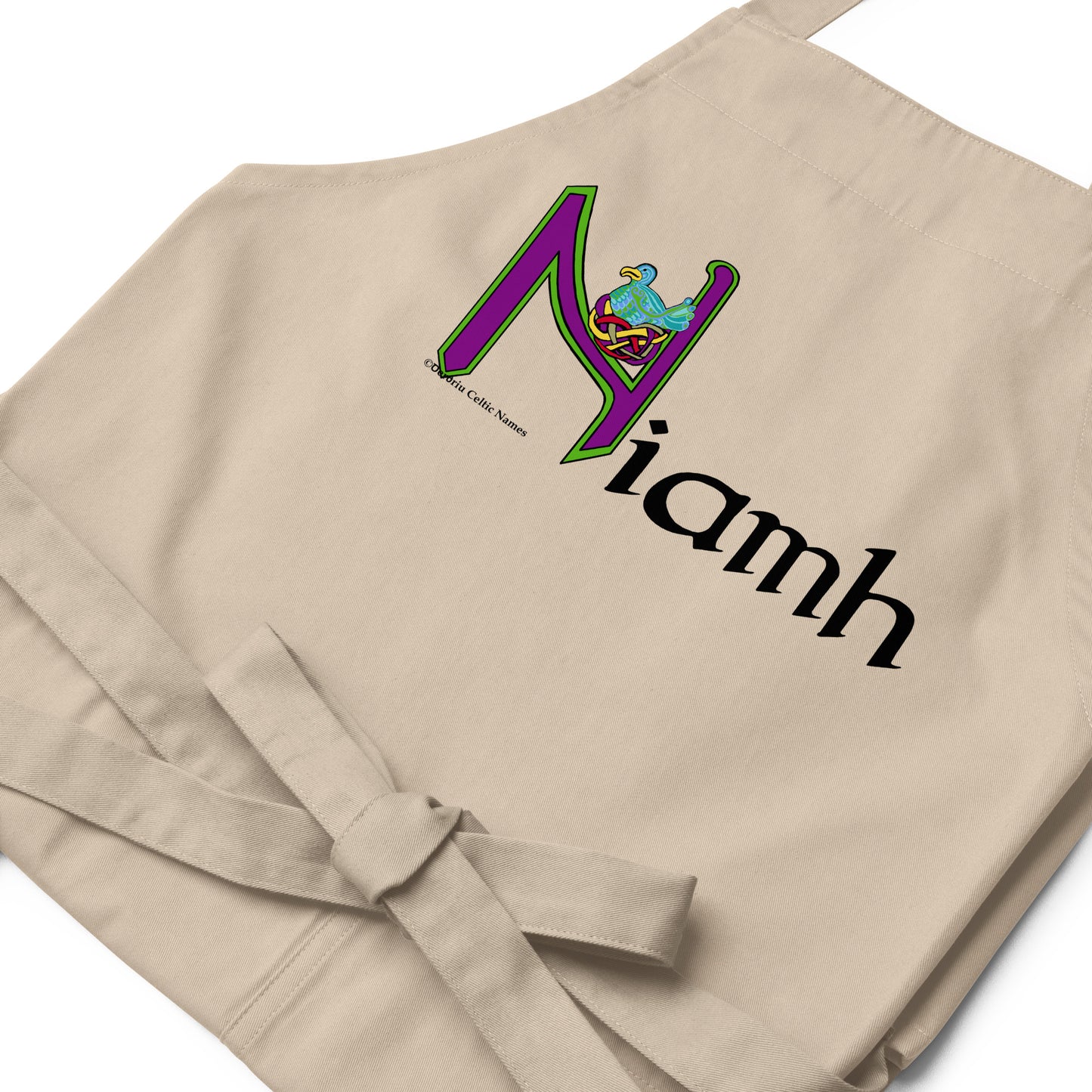 Niamh - Personalized Organic cotton apron with Irish name Niamh (Free Shipping)