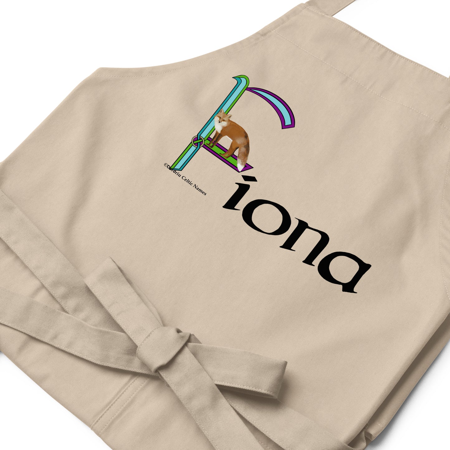 Fíona (Fiona) - Personalized Organic cotton apron with Irish name Fíona (Free Shipping)