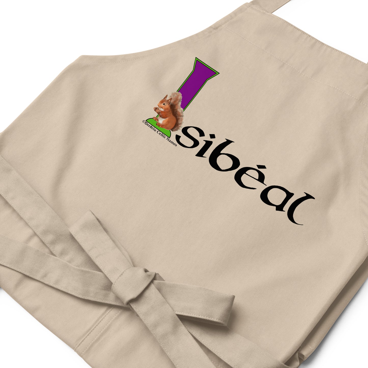 Isibéal (Isabelle) Personalized Organic cotton apron with Irish name Isibéal  (Free Shipping)