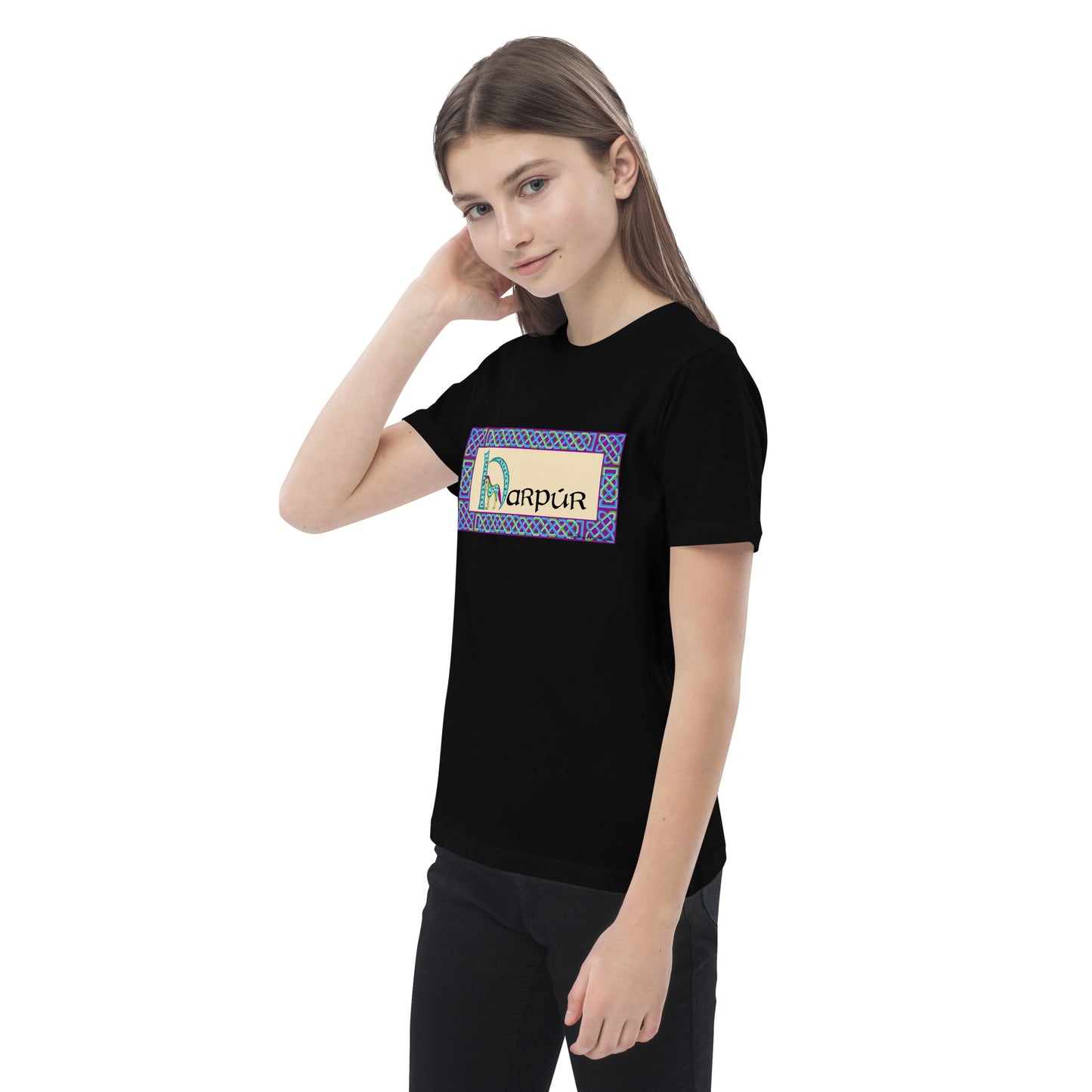 Harpúr (Harper) - Personalized Organic Cotton Kids T-shirt with Irish Name Harpúr