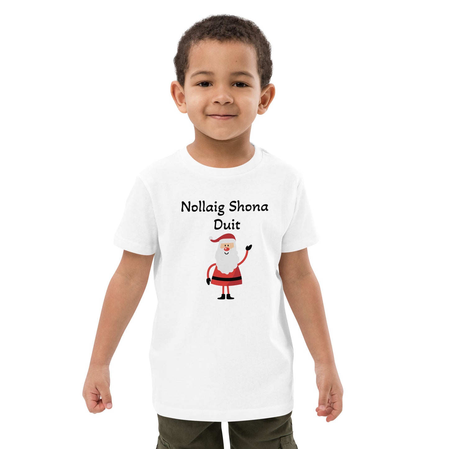 Nollaig Shona Duit (Happy Christmas) Irish Language Santa Claus Organic Cotton Kids T-shirt