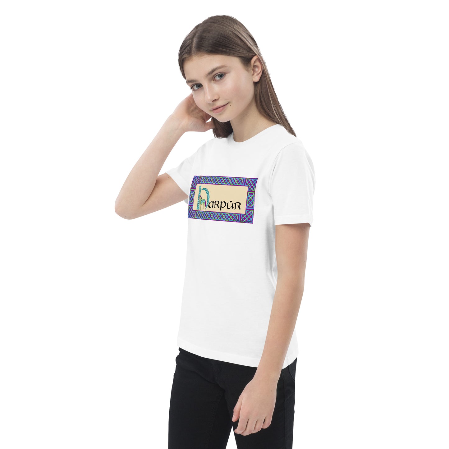 Harpúr (Harper) - Personalized Organic Cotton Kids T-shirt with Irish Name Harpúr