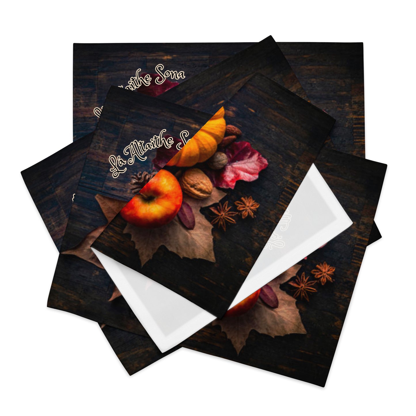 Lá Altaithe Sona (Happy Thanksgiving) Irish Language Placemat Set (Pumpkin Design)