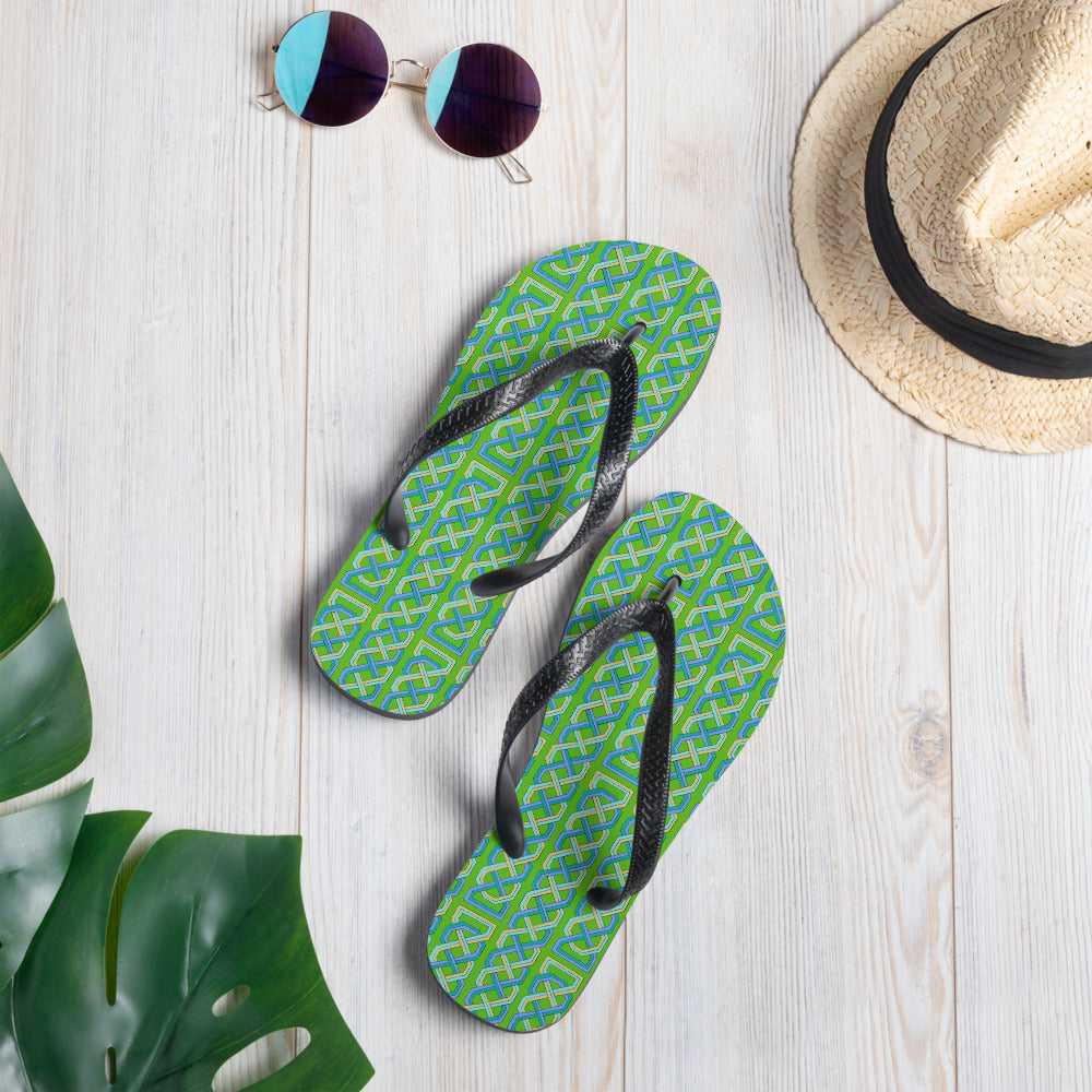 Celtic Knotwork Flip-Flops (Green-Blue)