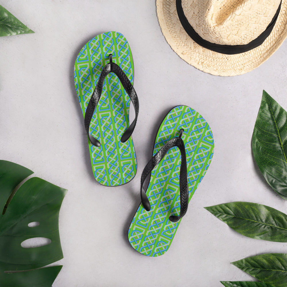 Celtic Knotwork Flip-Flops (Green-Blue)