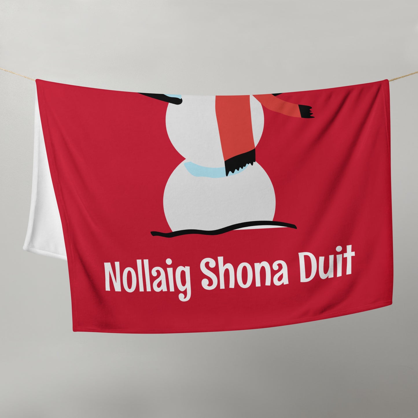 Nollaig Shona Duit (Happy Christmas) Irish Language Snowman Throw Blanket