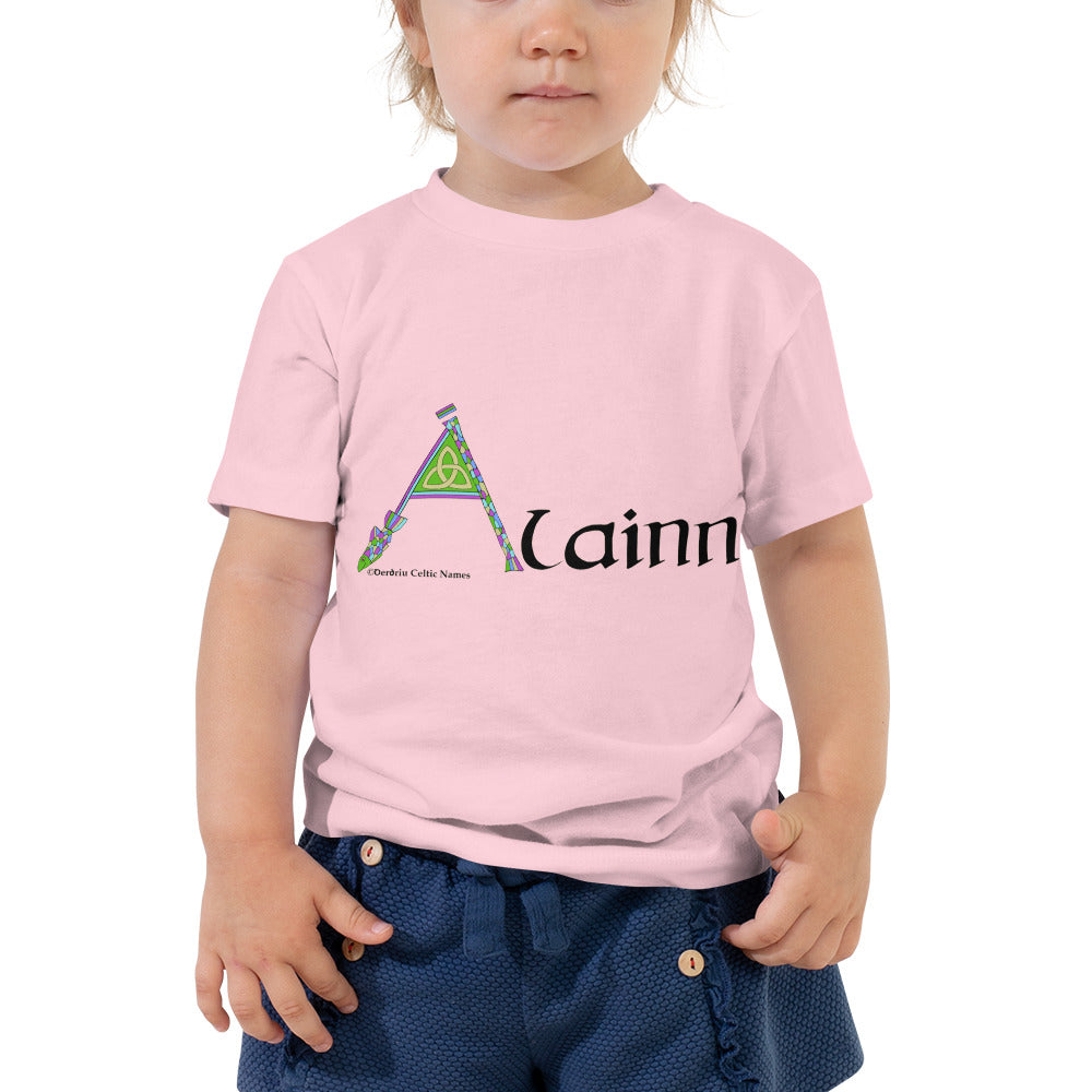 Álainn (Bonnie) Personalized Toddler Short Sleeve T-shirt with Irish name Álainn