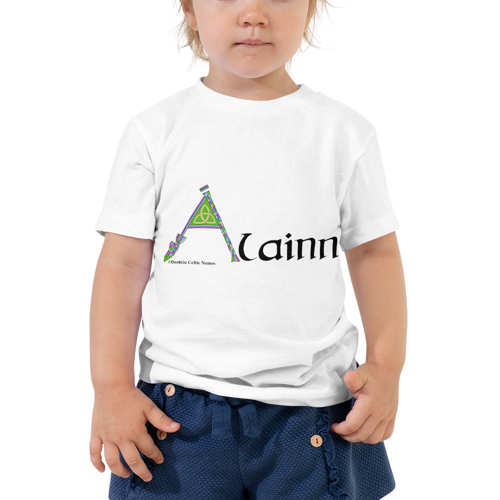 Álainn (Bonnie) Personalized Toddler Short Sleeve T-shirt with Irish name Álainn