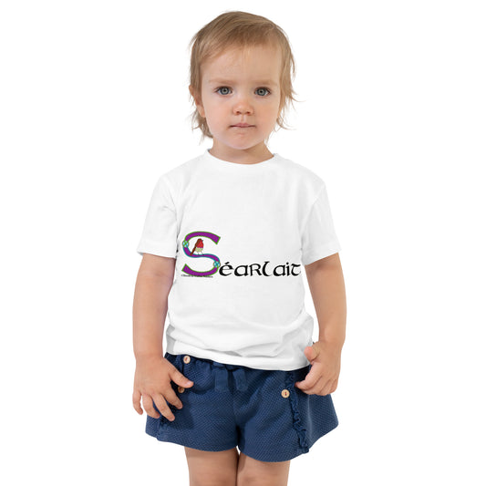 Séarlait (Charlott) Personalized Toddler Short Sleeve T-shirt with Irish name Séarlait