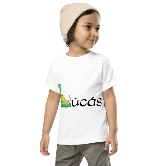 Lúcás (Luke) Personalized Toddler Short Sleeve T-shirt with Irish name Lúcás