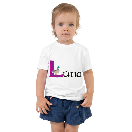 Lúna (Luna) Personalized Toddler Short Sleeve T-shirt with Irish name Lúna