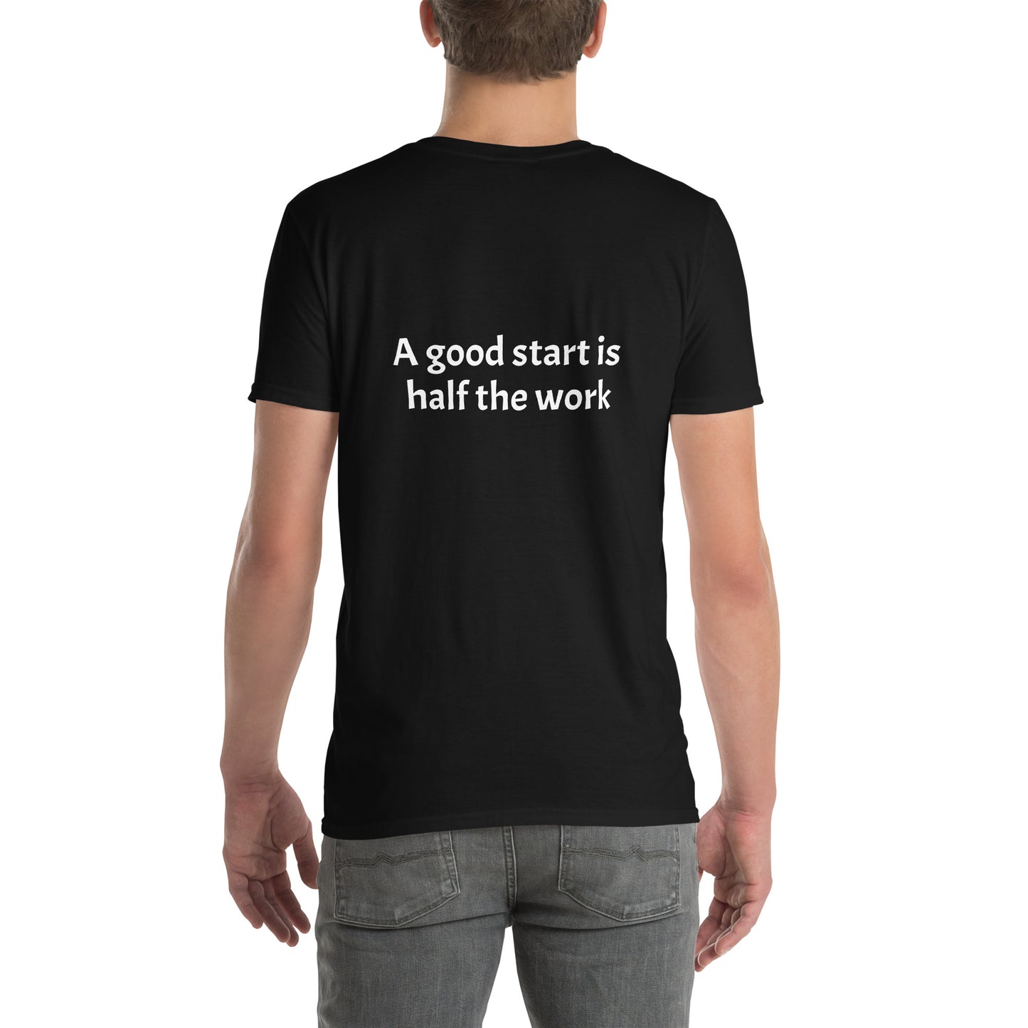 Tús maith leath na hoibre (A good start is half the work) Irish Language Proverb Short-Sleeve Unisex T-Shirt (Black/Navy/Dark Heather) (Free Shipping)