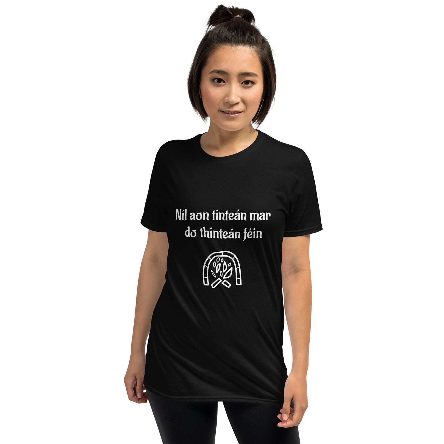 Níl aon tinteán mar do thinteán féin (There's no place like home) Irish Language Proverb Short-Sleeve Unisex T-Shirt (Black/Navy/Dark Heather) (Free Shipping)