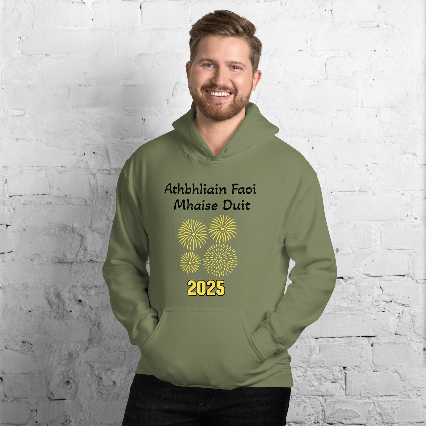 Athbhliain Faoi Mhaise Duit (Happy New Year) Irish Language Adult Unisex Hoodie (Free Shipping)