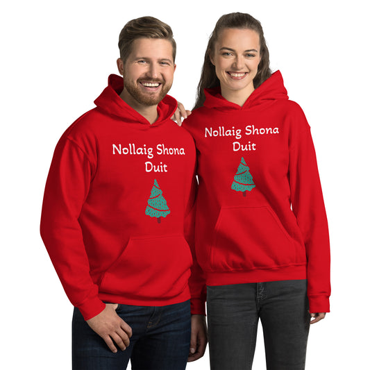 Nollaig Shona Duit (Happy Christmas) Irish Language Adult Unisex Hoodie (Red/Blue/Green) (Free Shipping)