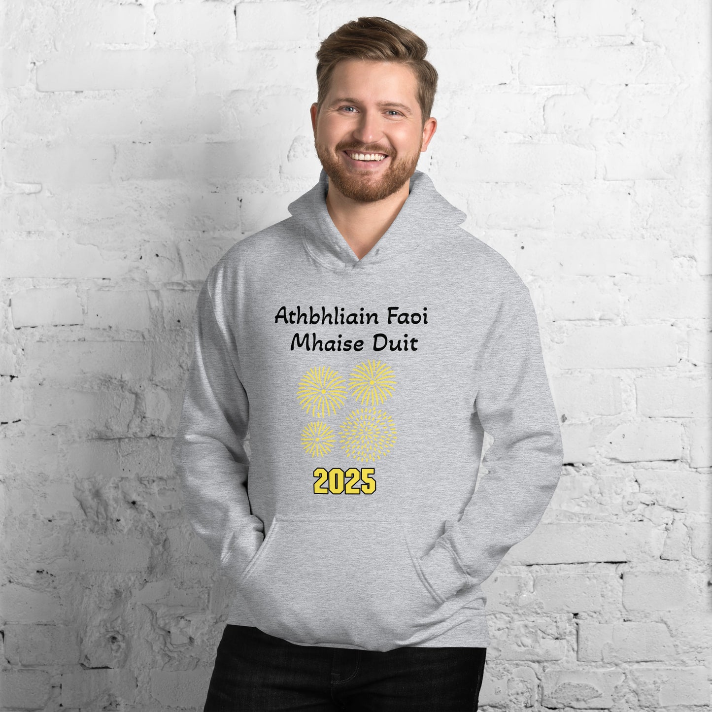 Athbhliain Faoi Mhaise Duit (Happy New Year) Irish Language Adult Unisex Hoodie (Free Shipping)