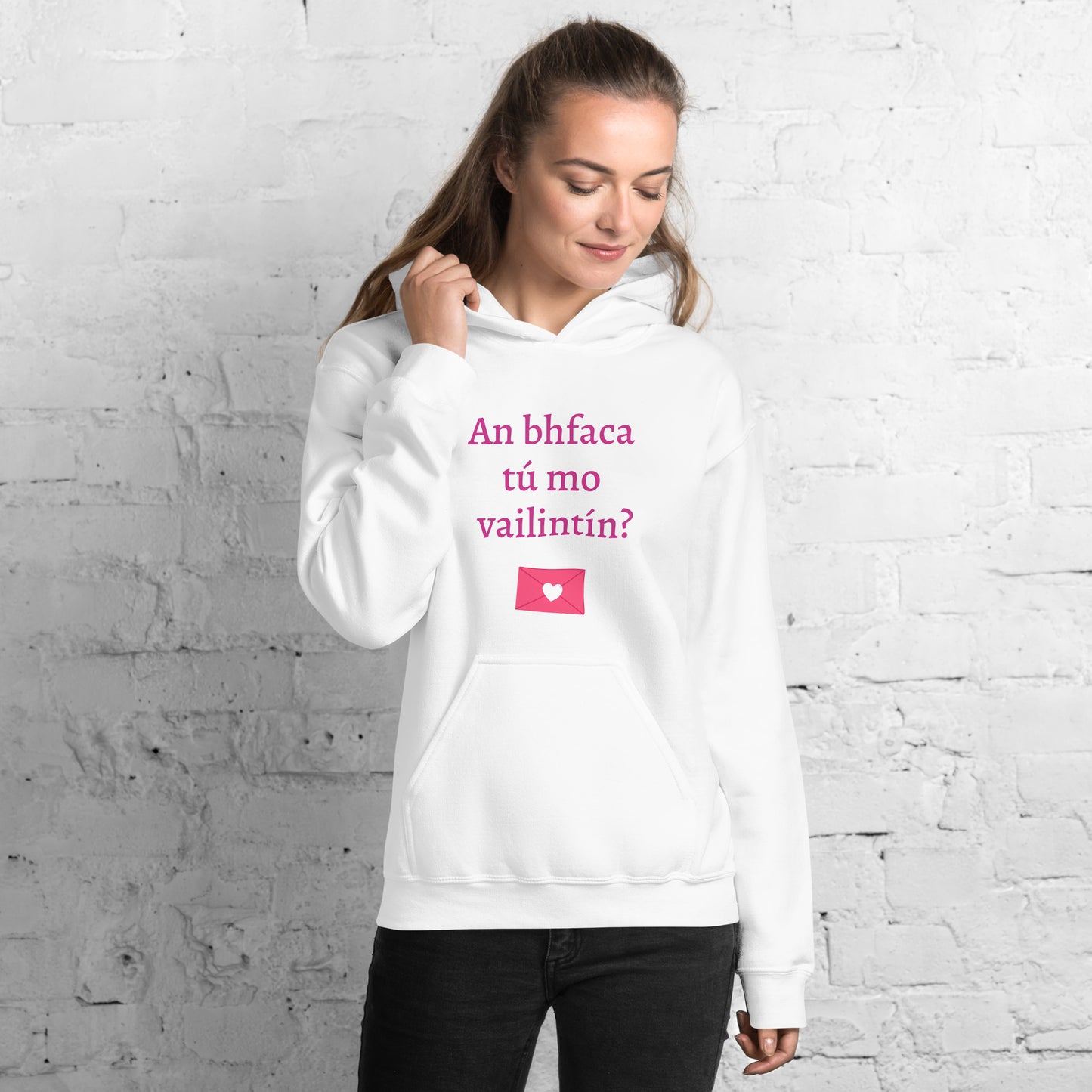 An bhfaca tú mo vailintín? (Did you see my Valentine?) Irish Language Personalized Hoodie (Free Shipping)