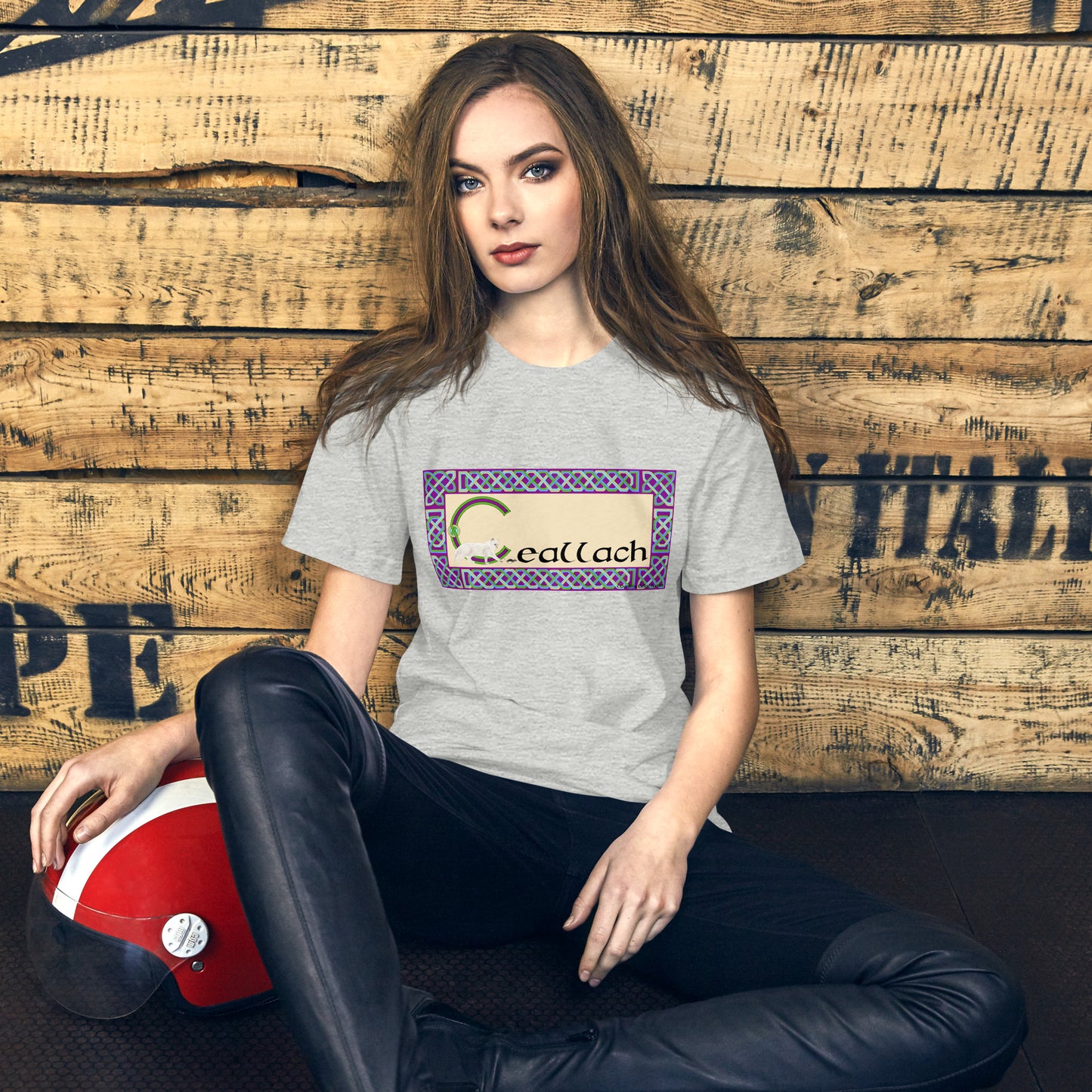 Ceallach (Kelly) Personalized Women's T-Shirt with Irish name Ceallach (Cat Design)