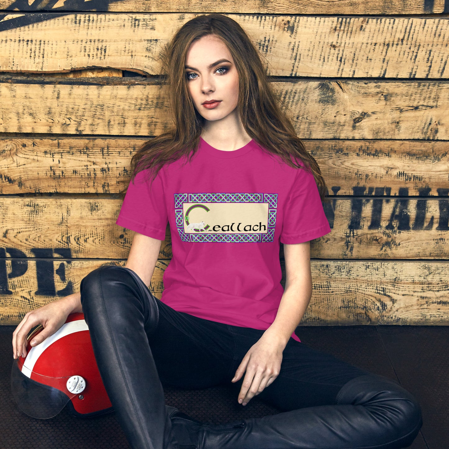 Ceallach (Kelly) Personalized Women's T-Shirt with Irish name Ceallach (Cat Design)