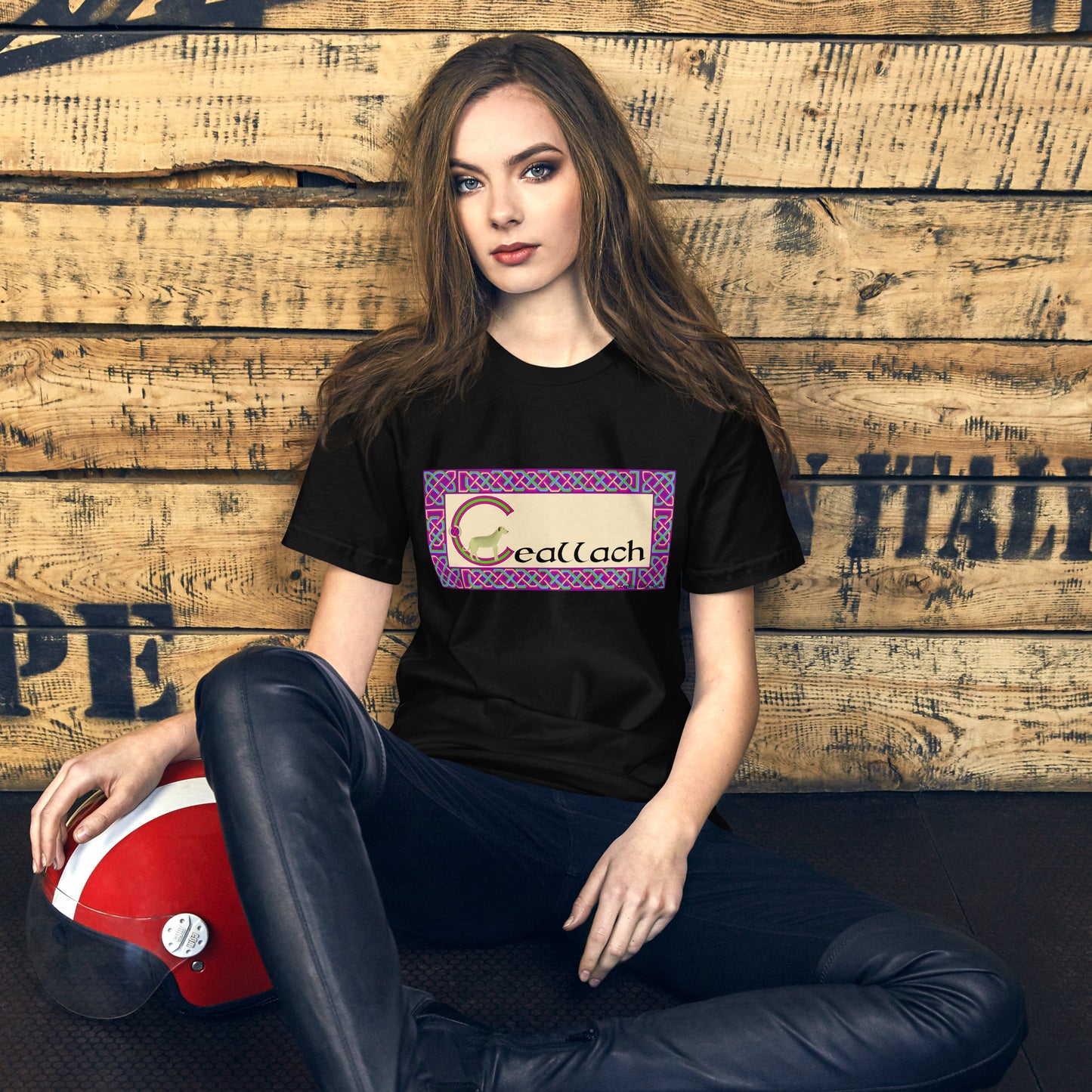 Ceallach (Kelly) Personalized Women's T-Shirt with Irish name Ceallach (Dog Design)