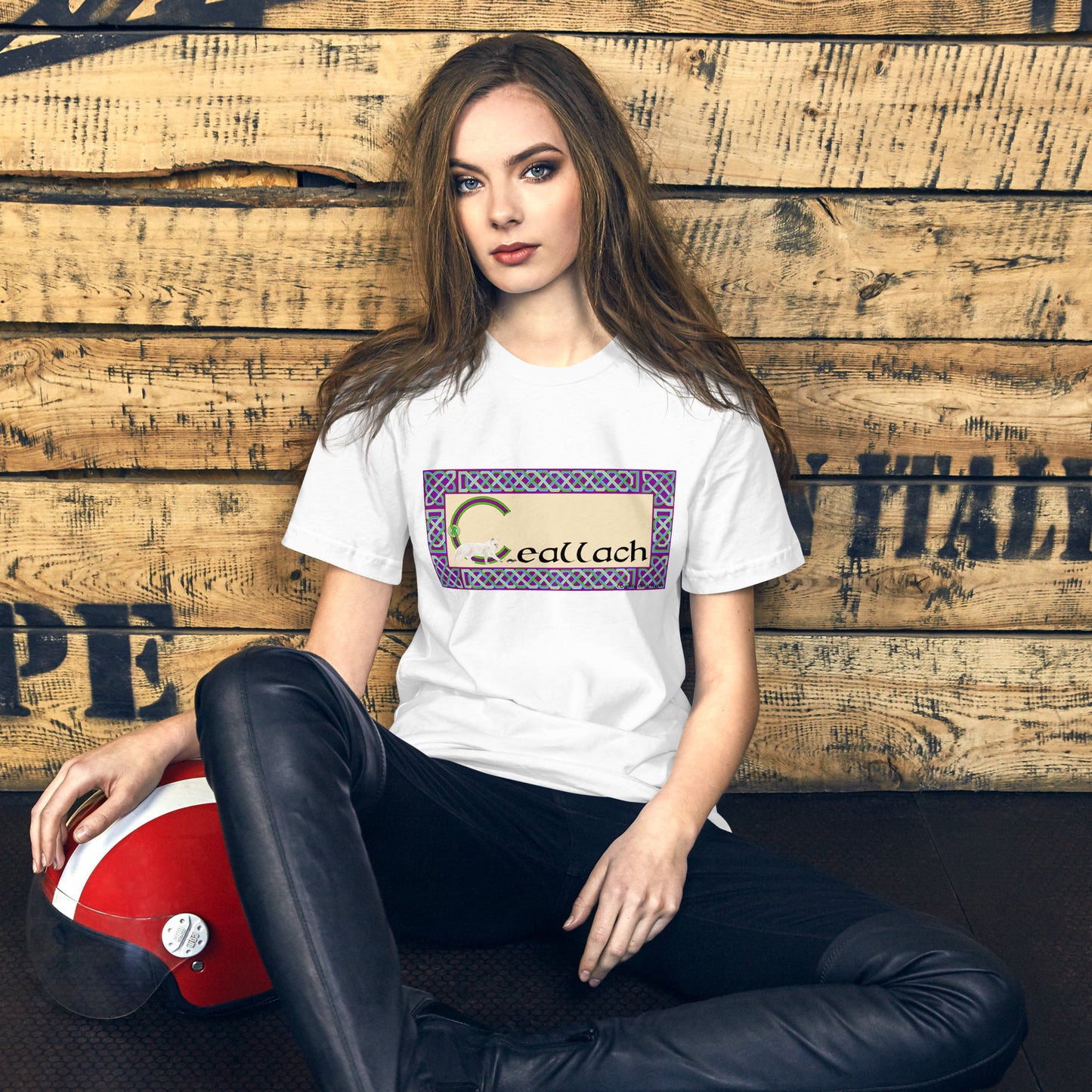 Ceallach (Kelly) Personalized Women's T-Shirt with Irish name Ceallach (Cat Design)