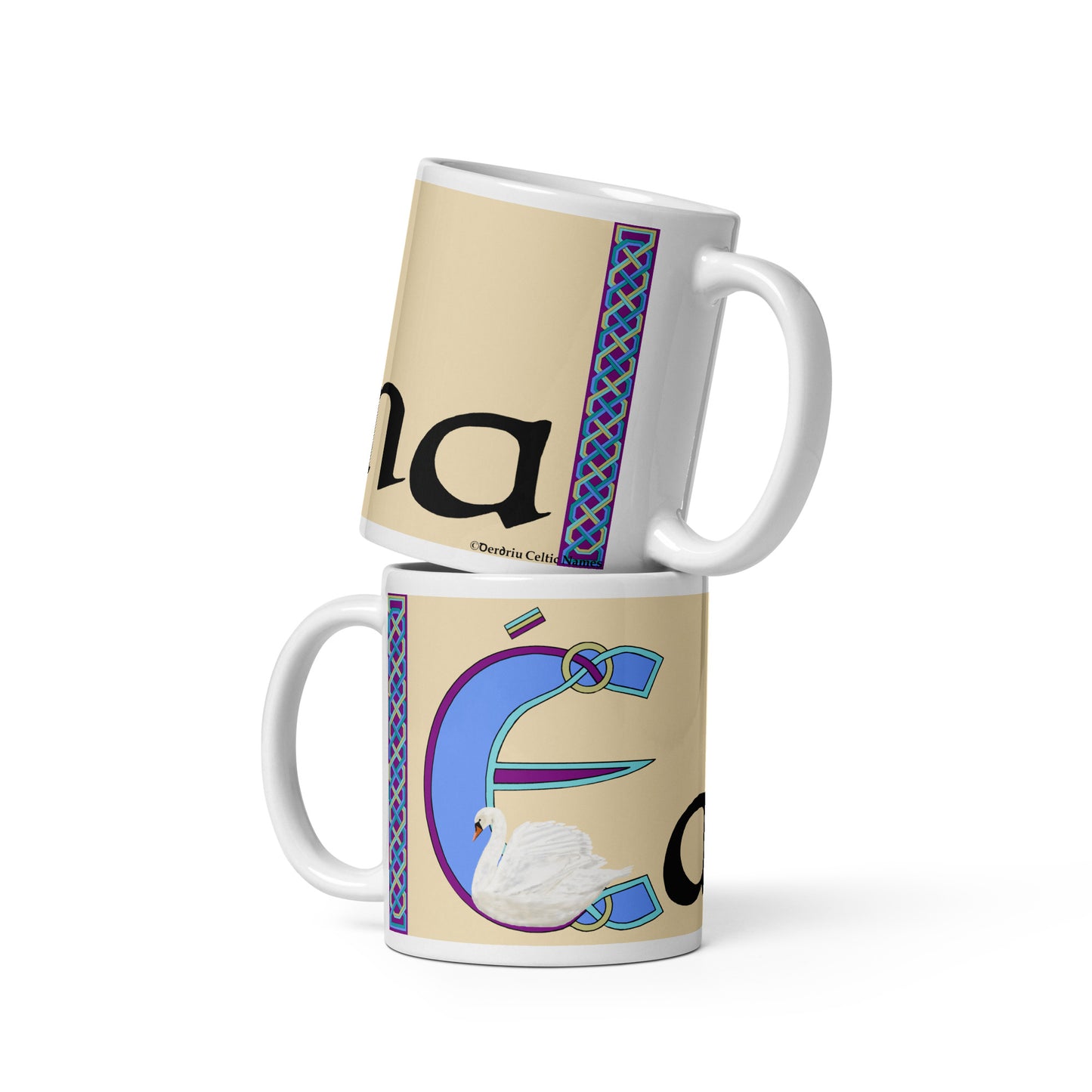 Éama (Emma) - Personalized white glossy mug with Irish name Éama (Free Shipping)