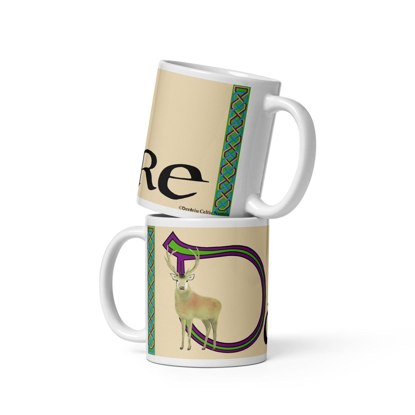 Dáire (Daria) - Personalized white glossy mug (purple design) with Irish name Dáire (Free Shipping)