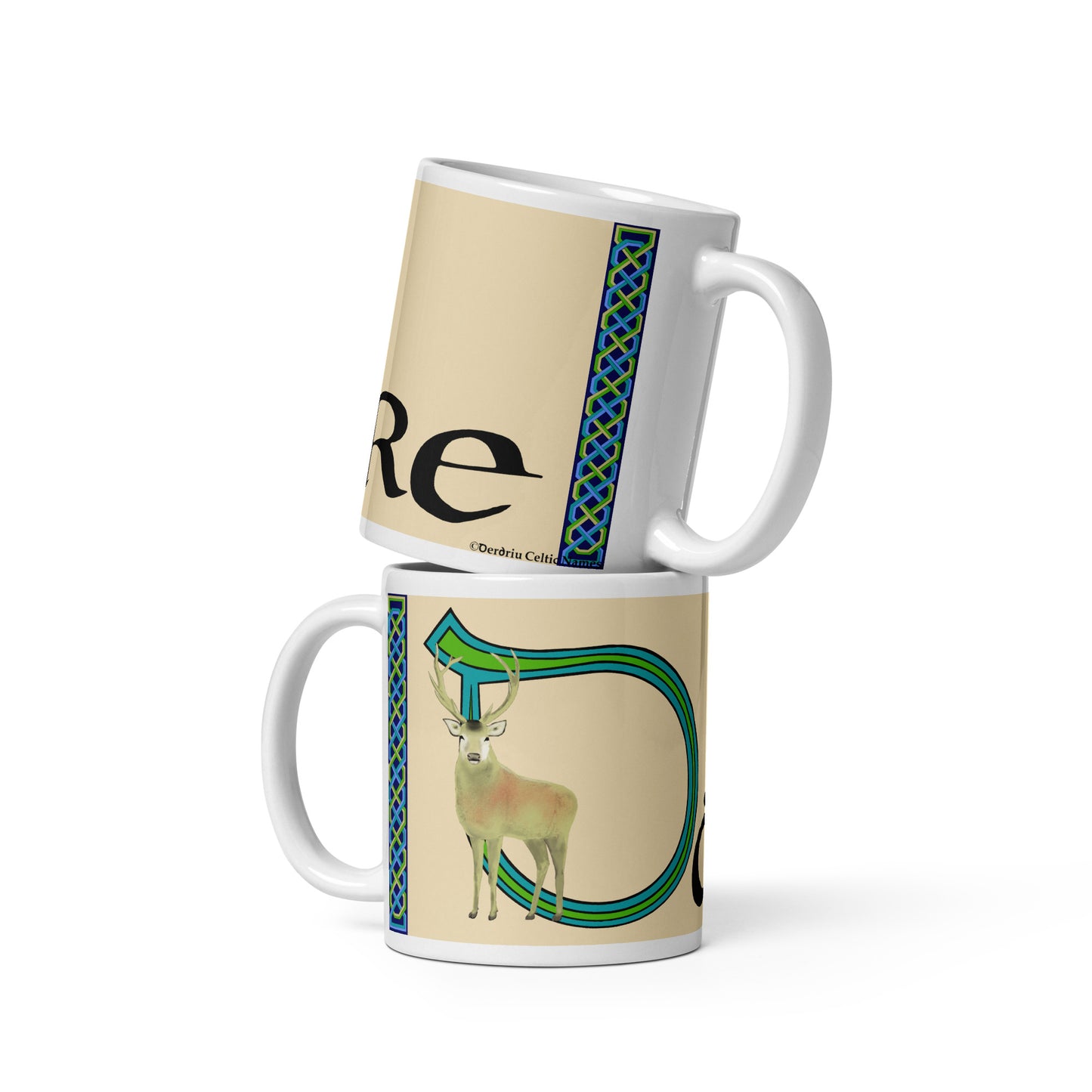 Dáire (Darragh) - Personalized white glossy mug (blue design) with Irish name Dáire (Free Shipping)