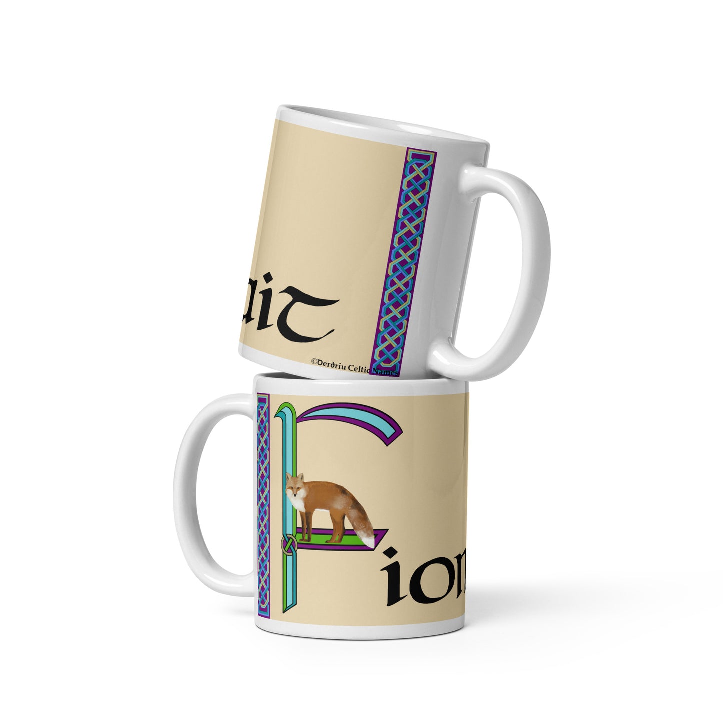 Fionnait (Bianca) - Personalized white glossy mug with Irish name Fionnait (Free Shipping)