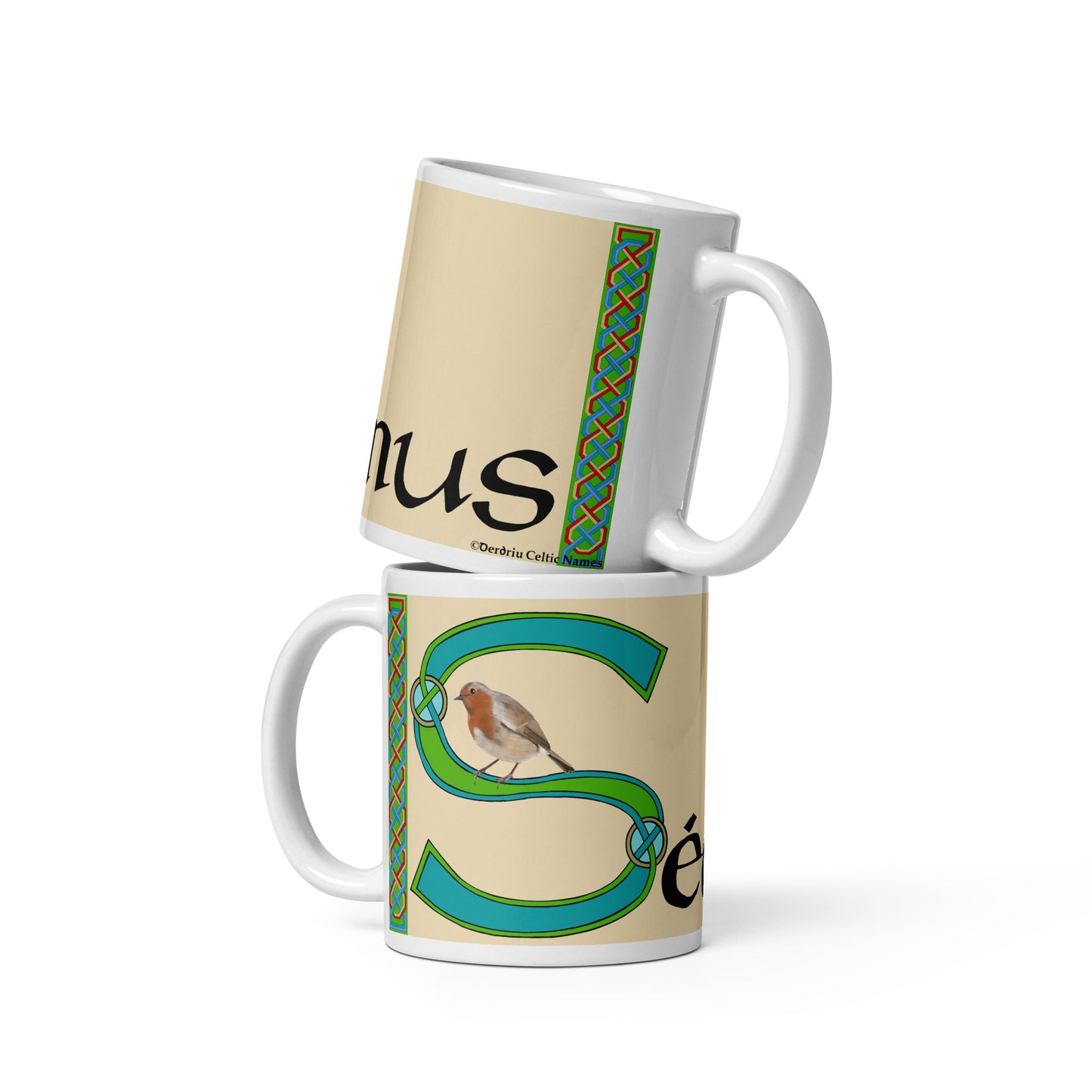 Séamus (James) - Personalized white glossy mug with Irish name Séamus (Free Shipping)