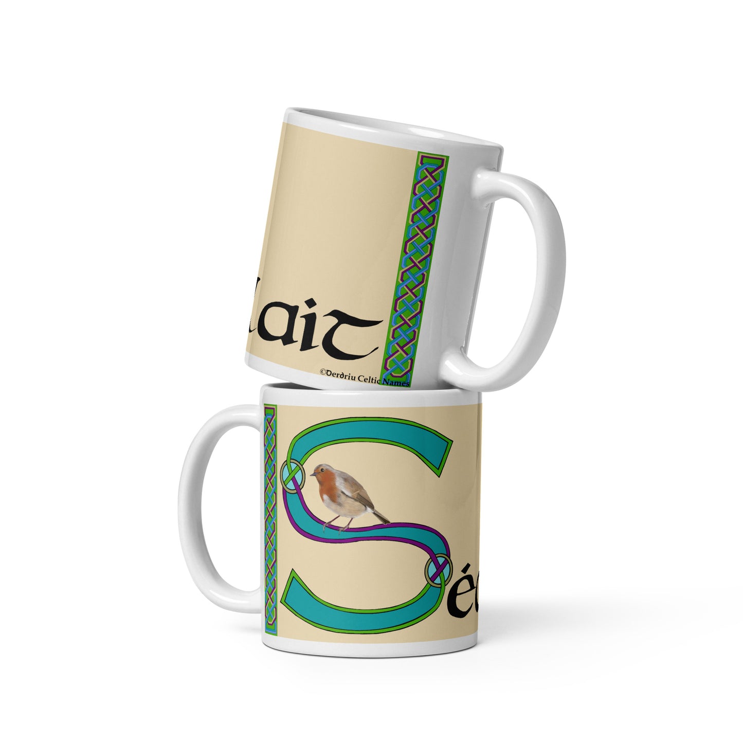 Séarlait (Charlotte) - Personalized white glossy mug with Irish name Séarlait (Free Shipping)