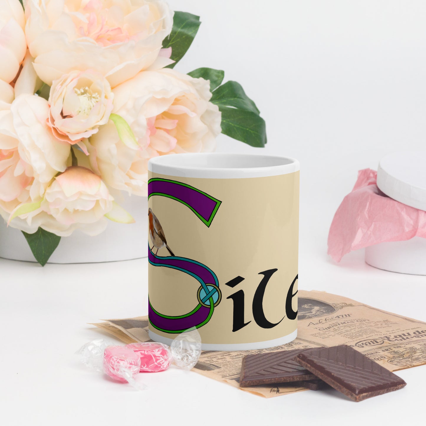 Síle (Julia) - Personalized white glossy mug with Irish name Síle (Free Shipping)