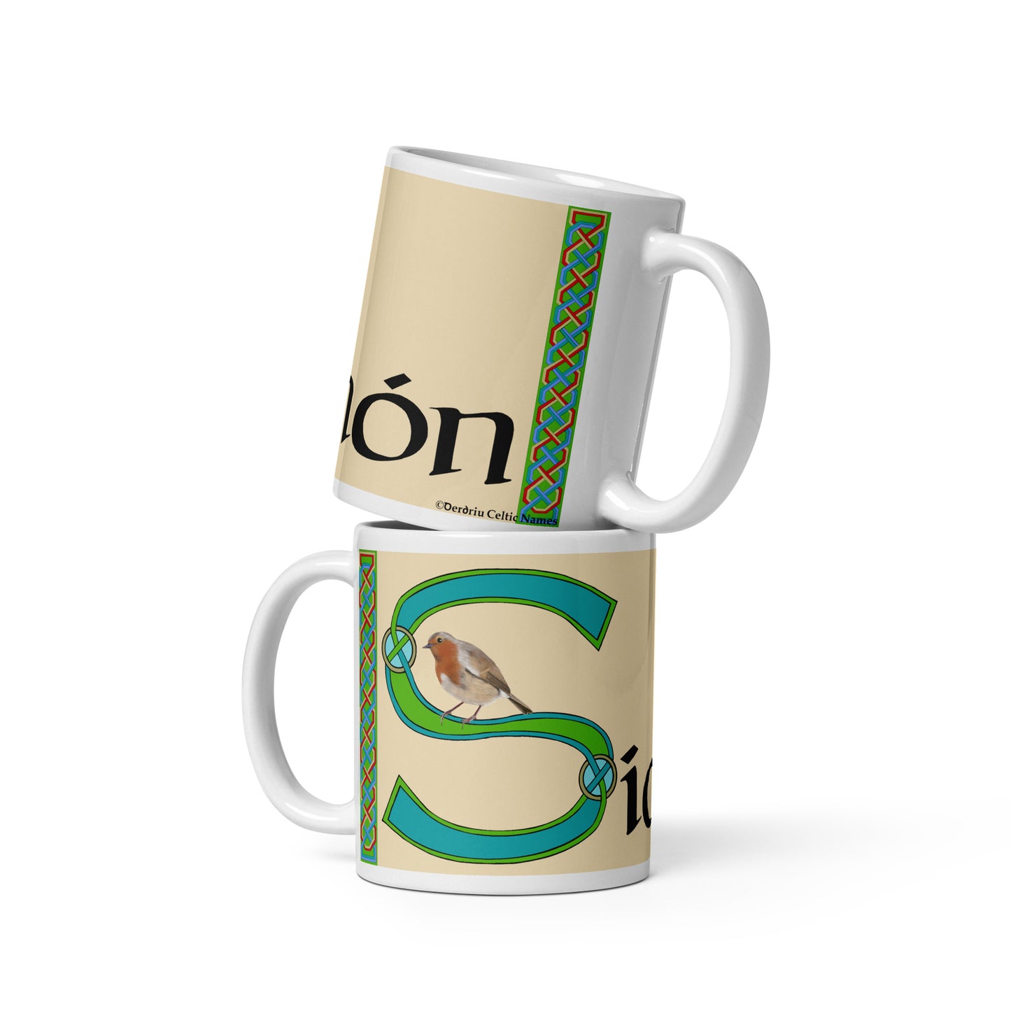 Síomón (Simon) - Personalized white glossy mug with Irish name Síomón (Free Shipping)