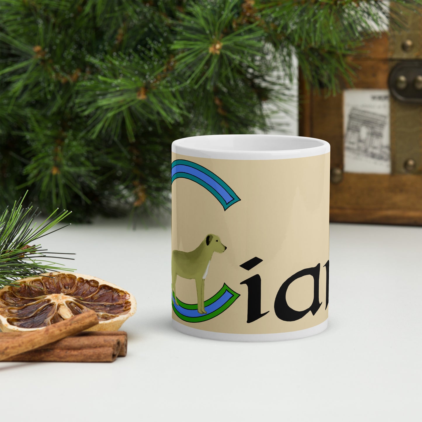 Cían (Keane) - Personalized white glossy mug with Irish name Cían (Free Shipping)