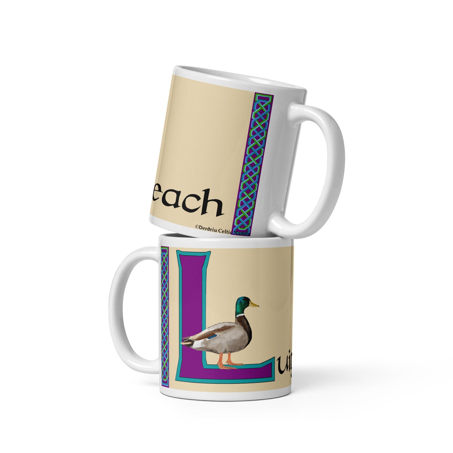 Luighseach (Lucy) - Personalized white glossy mug with Irish name Luighseach (Free Shipping)