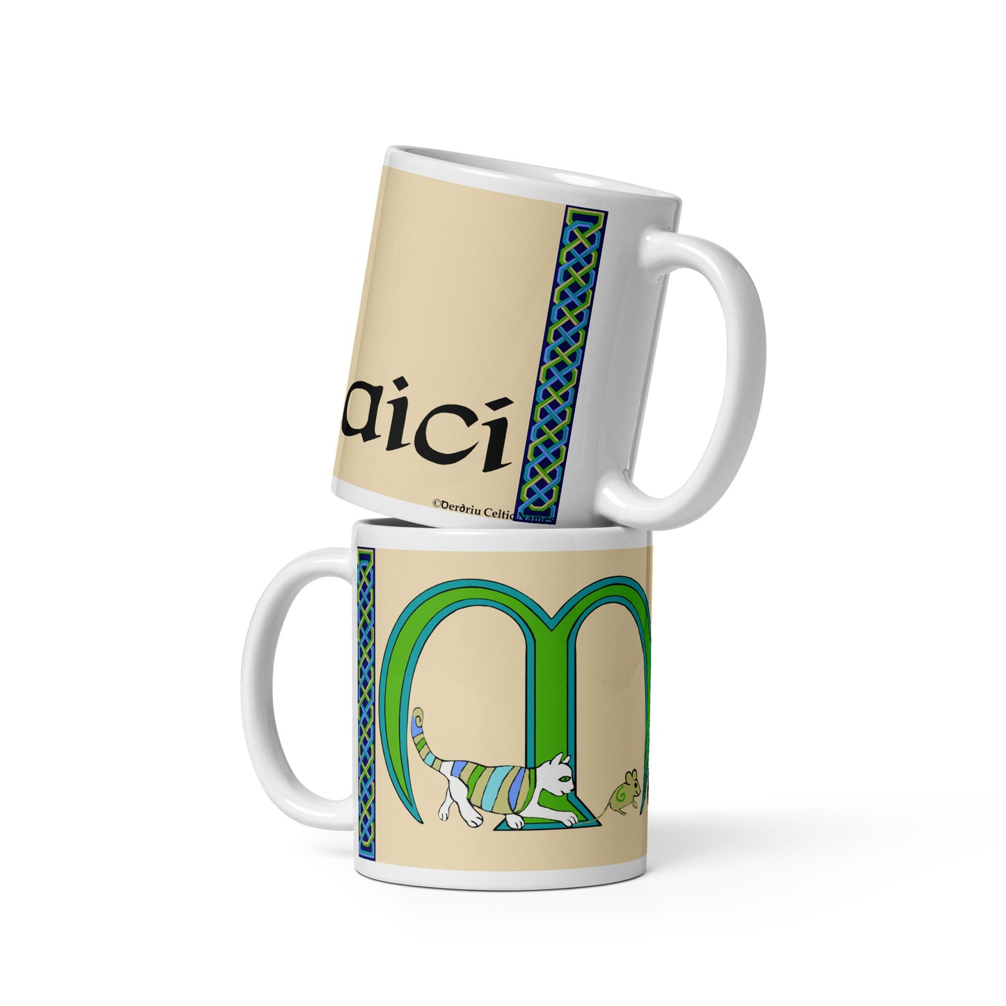 Malaicí (Malachy) - Personalized white glossy mug with Irish name Malaicí (Free Shipping)