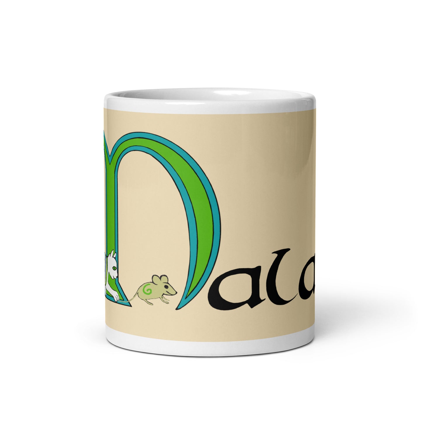 Malaicí (Malachy) - Personalized white glossy mug with Irish name Malaicí (Free Shipping)